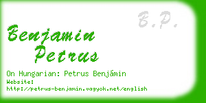 benjamin petrus business card